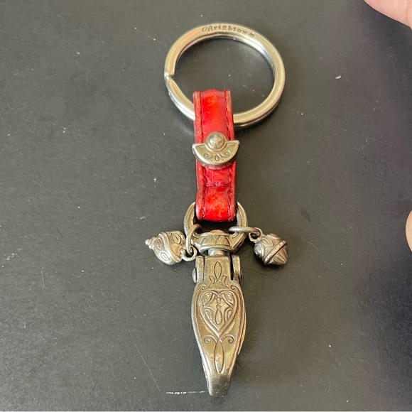 Brighton Authentic Red Leather & Antique Silver Tone Key Chain. D1125 - Picture 1 of 8